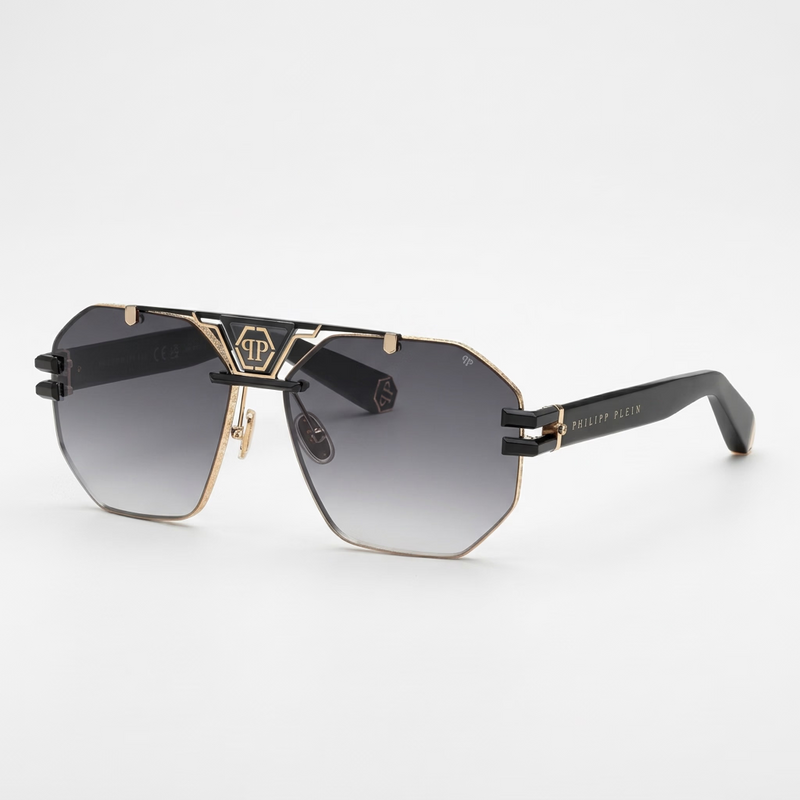 Philipp Plein Men Hexagonal Gradient Smoke Grey Sunglasses