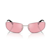 Miu Miu Women MU A50S Rimless Shield Silver / Soft Pink Sunglasses