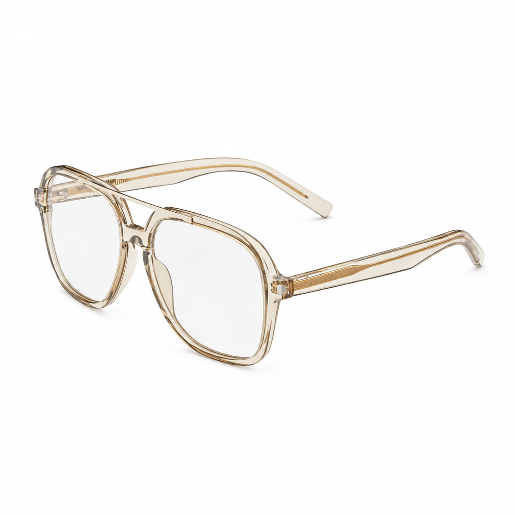 Saint Laurent Women SL 545 Geometric Aviator Transparent Cream / Light Gold Sunglasses