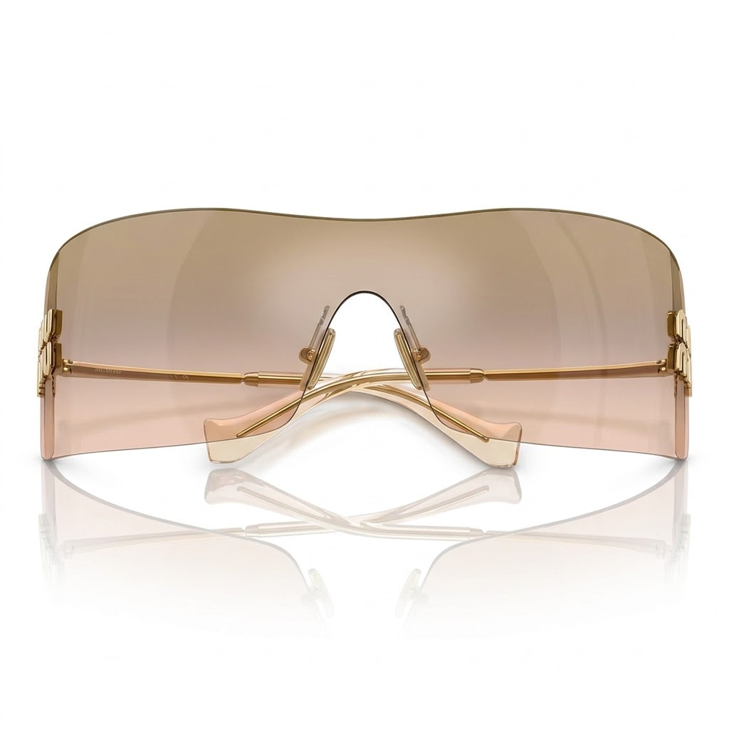 Miu Miu Aube Women Rimless Gold / Light Brown Mirrored Sunglasses