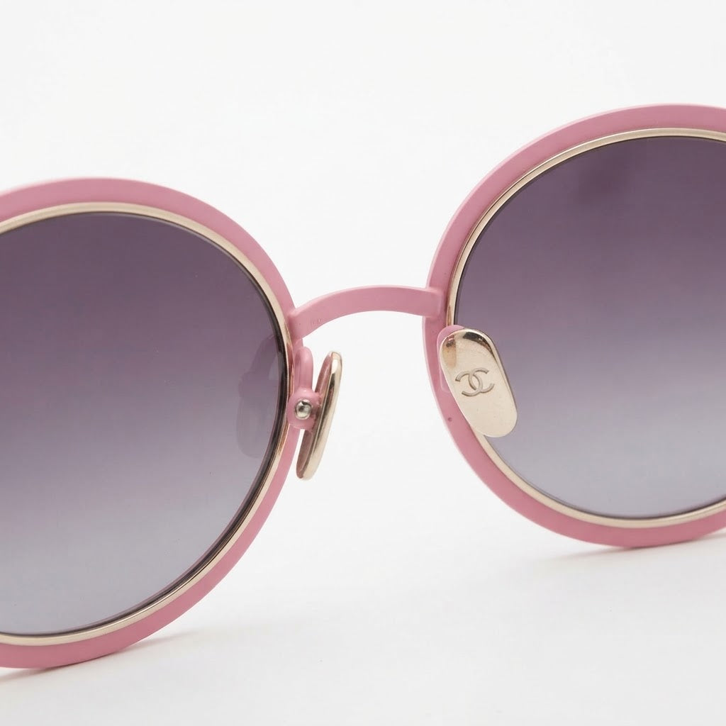 Chanel Women Oval Pink Grey Gradient Sunglasses