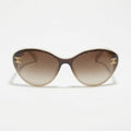 Chanel Women Beige Gold Chain Sunglasses