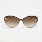 Chanel Women Beige Gold Chain Sunglasses