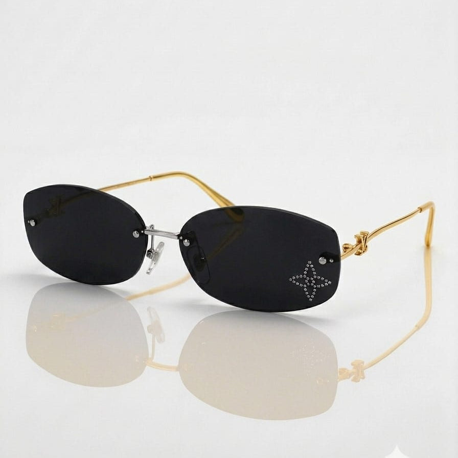 Louis Vuitton Women Crystal Oval Black Sunglasses