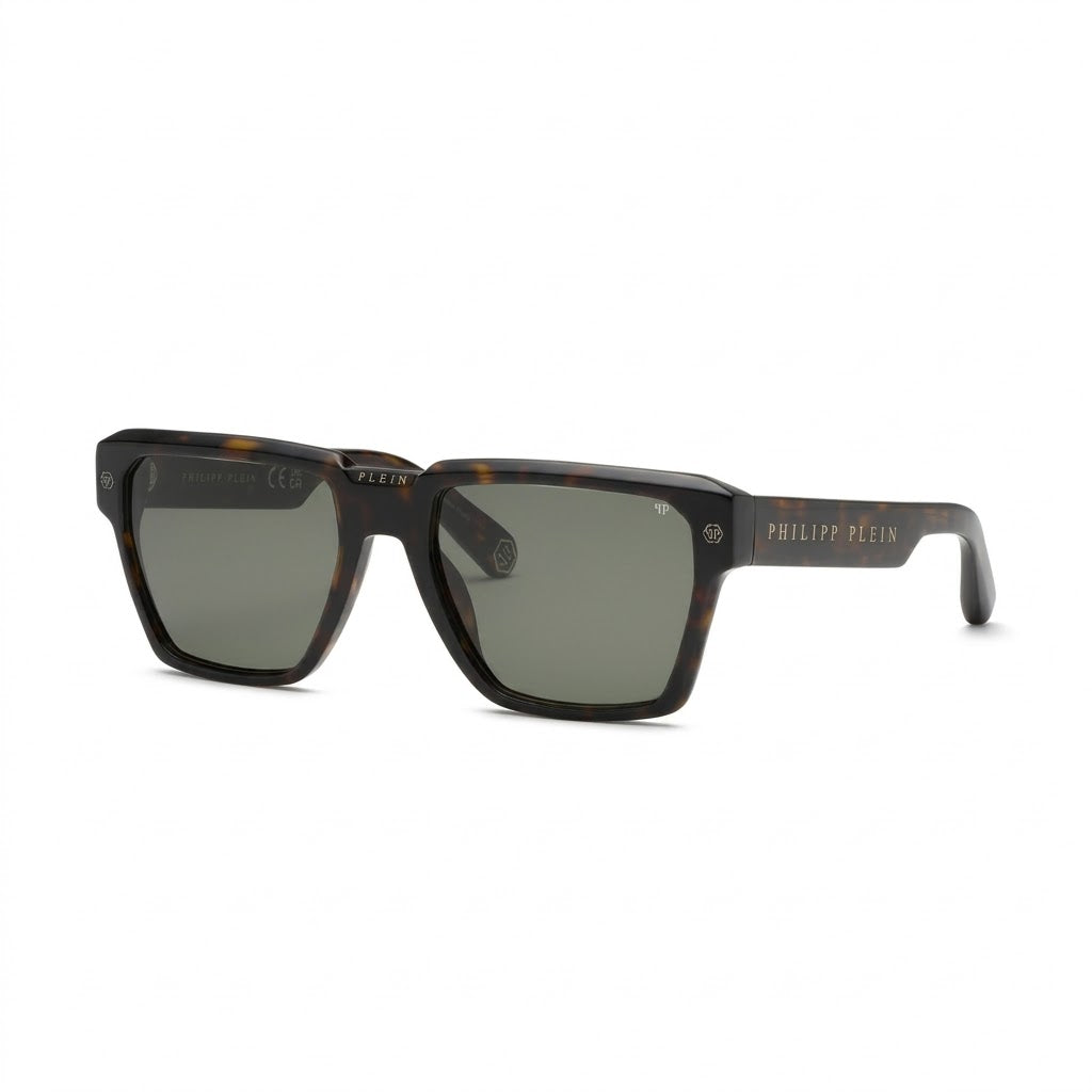 Philipp Plein Men Plein Stud Dark Havana Tortoise Square Sunglasses