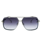 MAYBACH Men Double Bridge Aviator Platinum Silver / Black Horn Grey Gradient Sunglasses