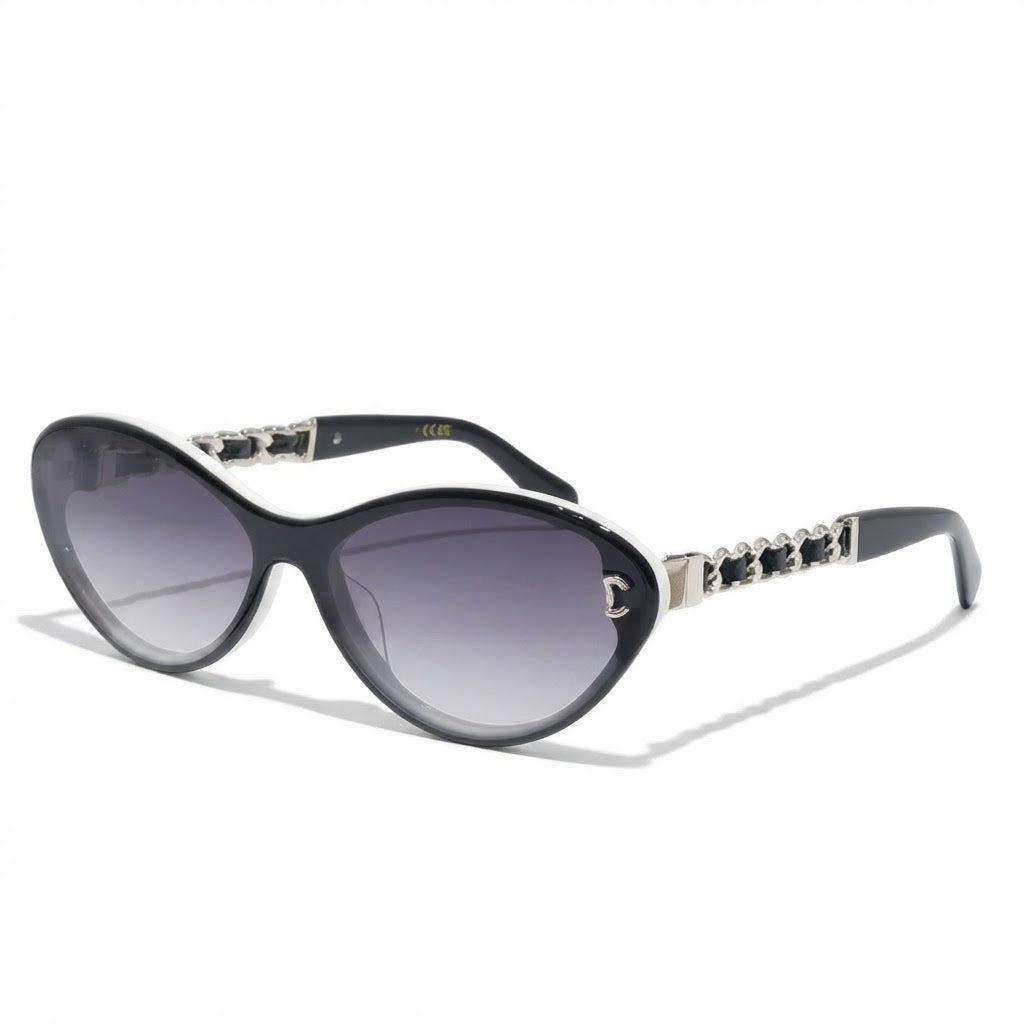 Chanel Women Cat-Eye Frame Chain Design Sunglasses