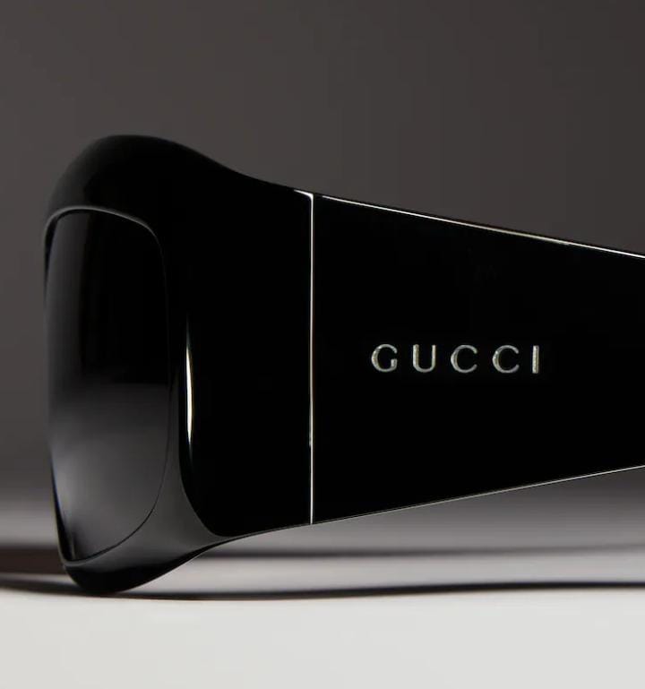 Gucci Men Rectangular Frame Black Sunglasses