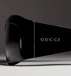 Gucci Men Rectangular Frame Black Sunglasses