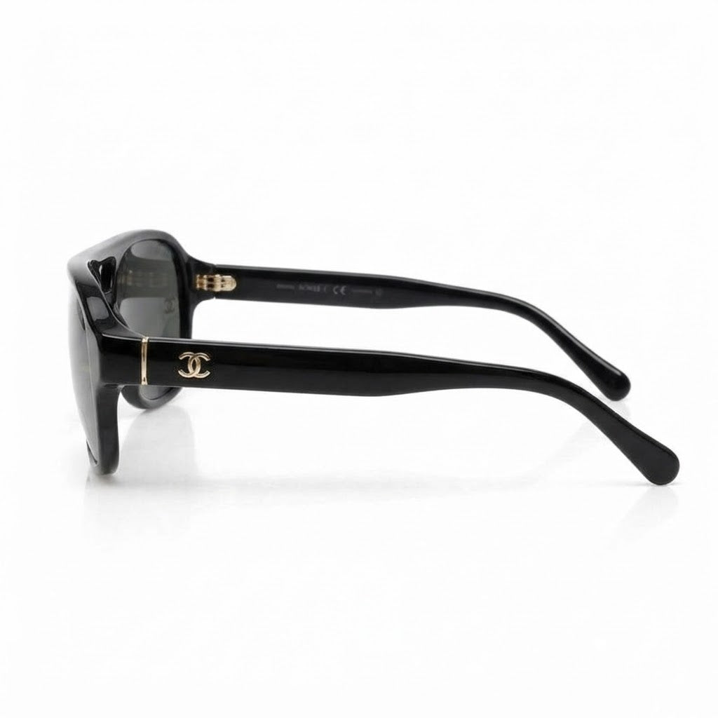 Chanel Rectangular Polarised Black Sunglasses