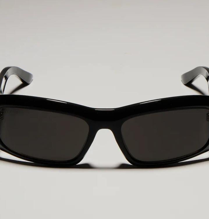 Gucci Men Rectangular Frame Black Sunglasses