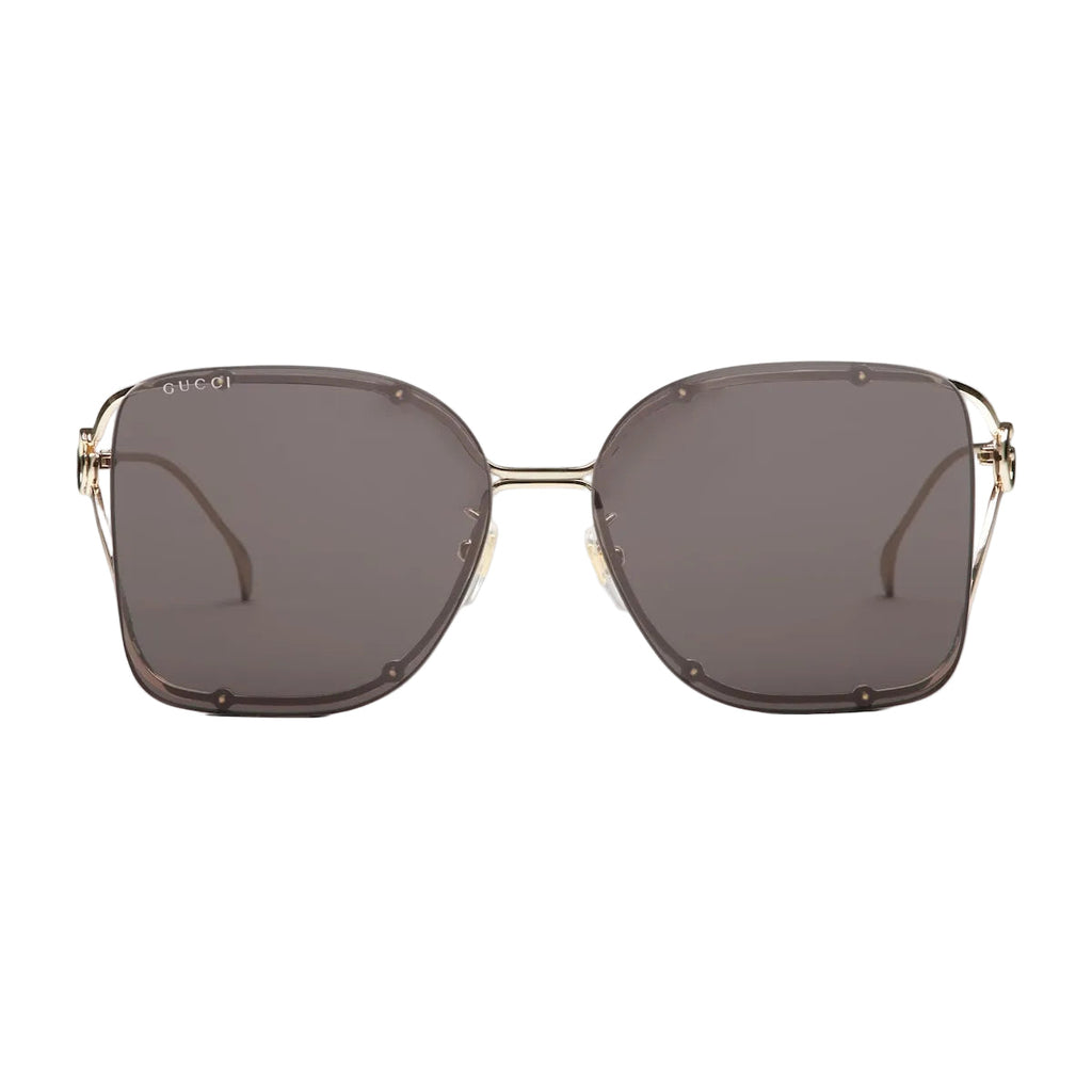 Gucci Women Square Frame Shiny Gold Sunglasses