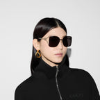 Gucci Women Square Frame Shiny Gold Sunglasses