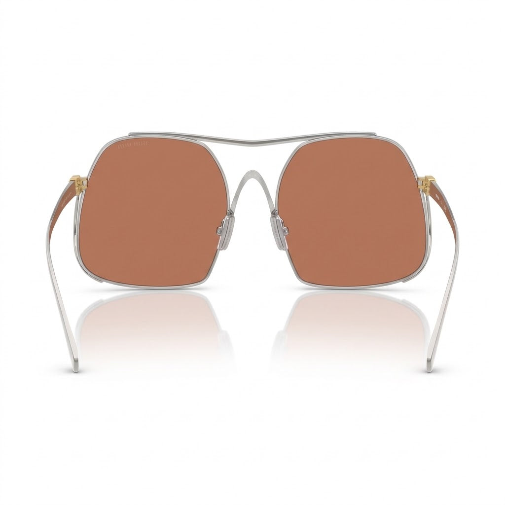 Miu Miu MU A55S Women Square Silver / Brown Sunglasses