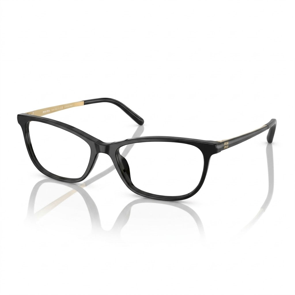 Miu Miu Women Cat-Eye Shiny Black / Gold Optical Glasses