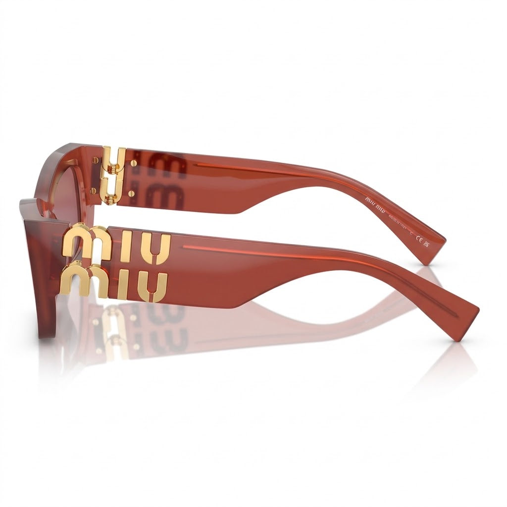 Miu Miu MU 09WS Women Rectangle Cognac Opal / Dark Violet Sunglasses