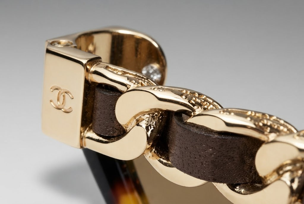 Chanel Women Brown/Gold Gradient Chain Sunglasses
