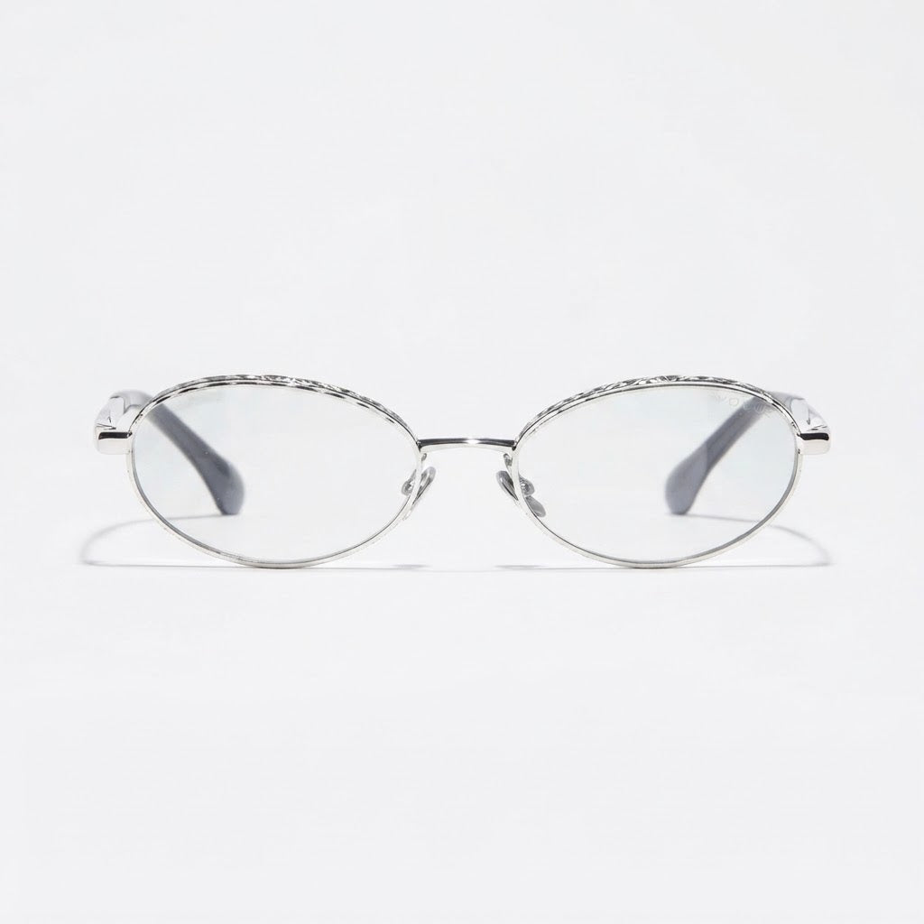 Chanel Women Oval Silver / Light Gray Sunglasses