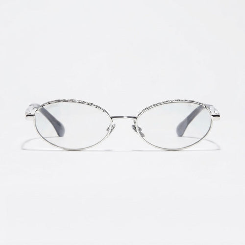 Chanel Women Oval Silver / Light Gray Sunglasses