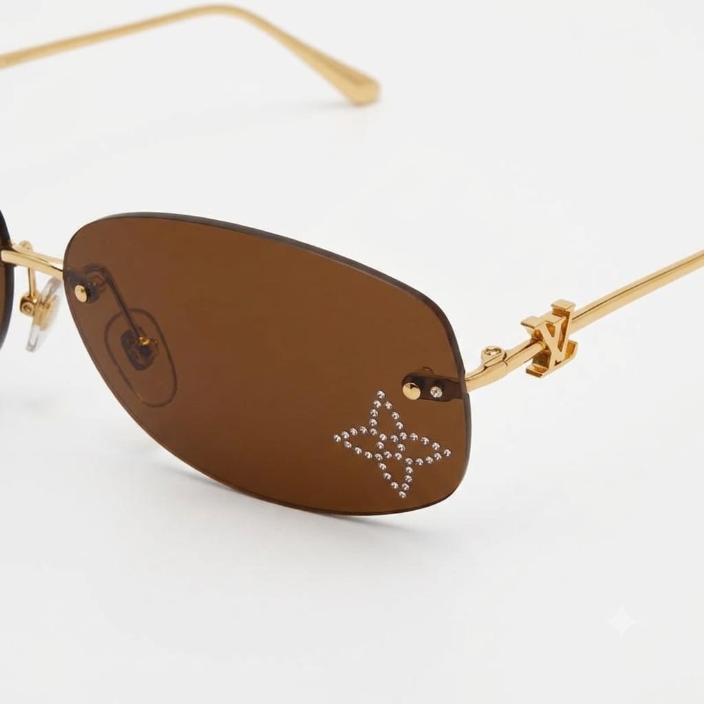 Louis Vuitton Women Crystal Oval Brown Sunglasses