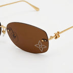Louis Vuitton Women Crystal Oval Brown Sunglasses