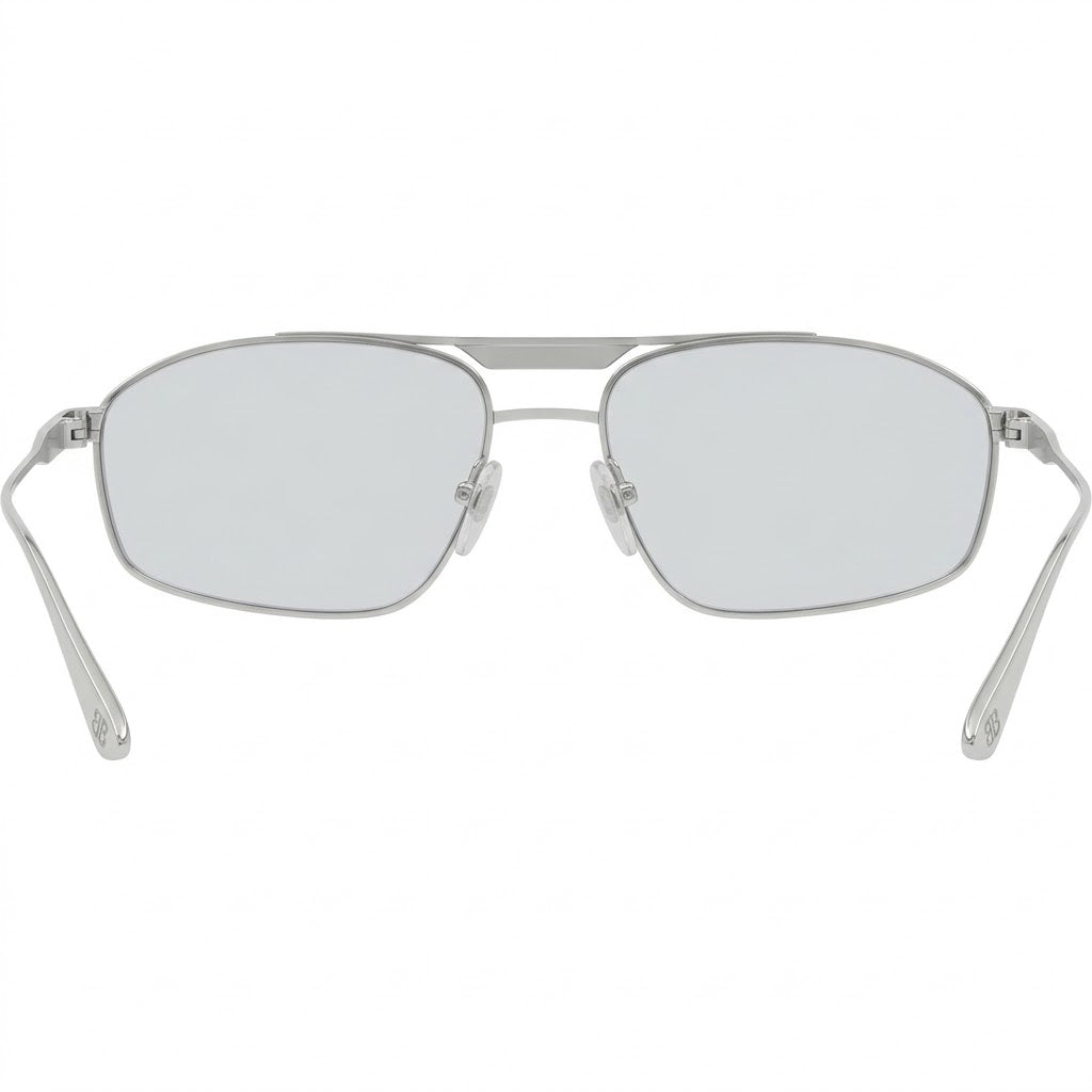 Balenciaga Men BB0416S 004 Silver / Light Grey Geometric Metal Sunglasses