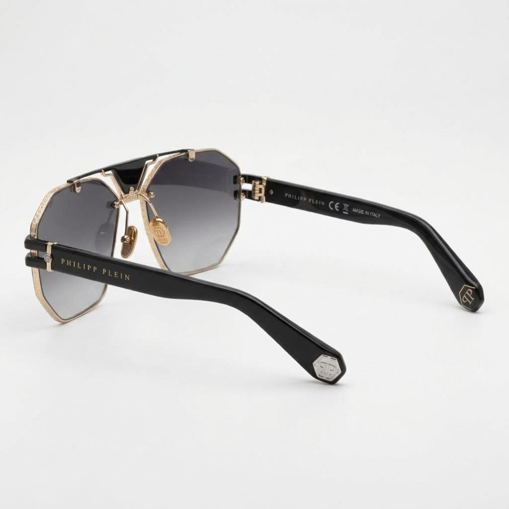 Philipp Plein Men Hexagonal Gradient Smoke Grey Sunglasses