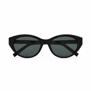 Saint Laurent Women SL M148/F Rounded Cat-Eye Black / Light Gold Sunglasses