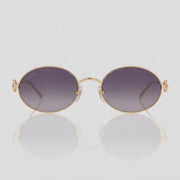 Cartier Clash de Women Oval Gold Finish Studded Temple Grey Gradient Sunglasses