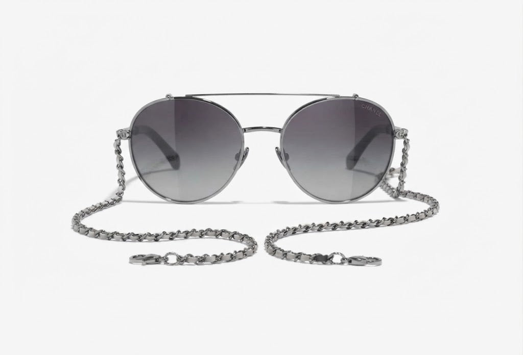 Chanel Pilot Calfskin Grey Gradient Sunglasses