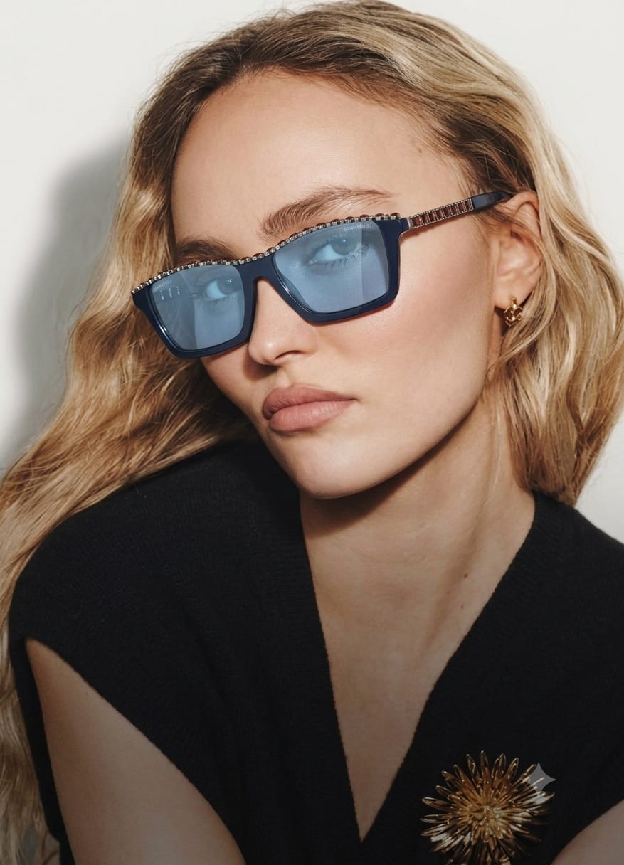 Chanel Women Rectangular Blue Sunglasses