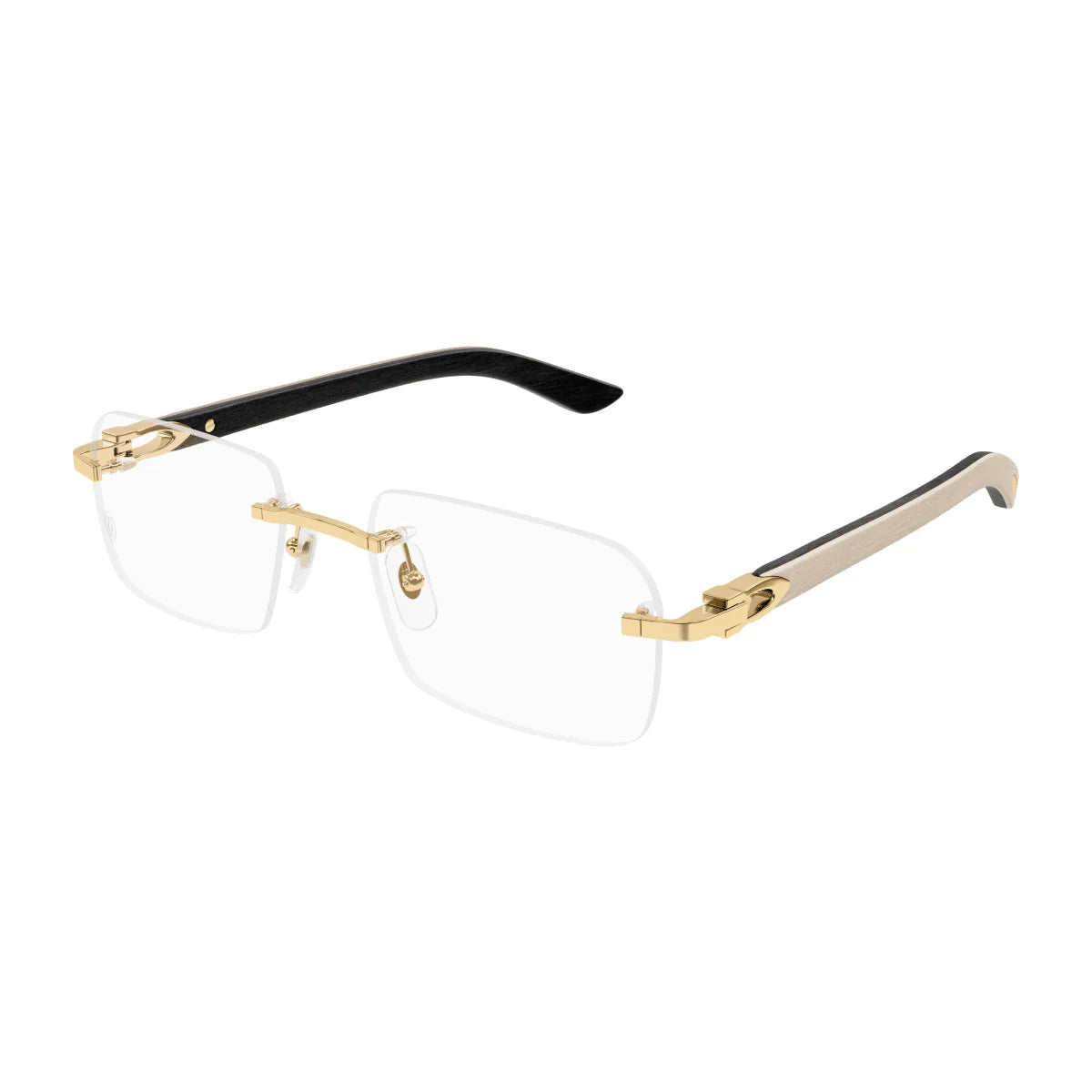 Cartier C Décor Men Rimless Natural Wood Temples Transparent Glasses
