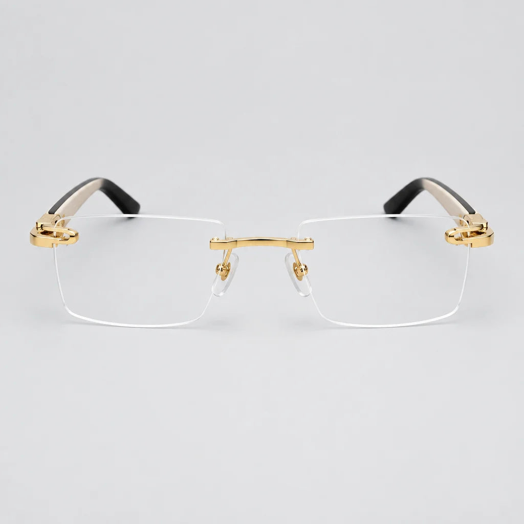 Cartier C Décor Men Rimless Natural Wood Temples Transparent Glasses