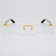 Cartier C Décor Men Rimless Natural Wood Temples Transparent Glasses