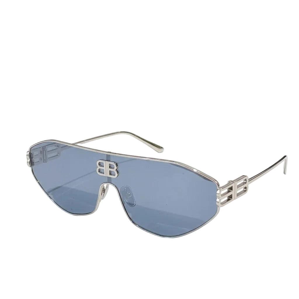Balenciaga BB0283S Unisex Shield Silver / Light Blue Sunglasses