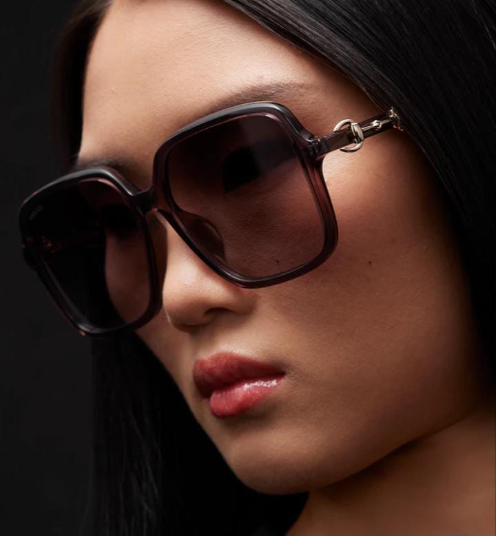 Gucci Women Low Nose Bridge Fit Butterfly Brown Sunglasses