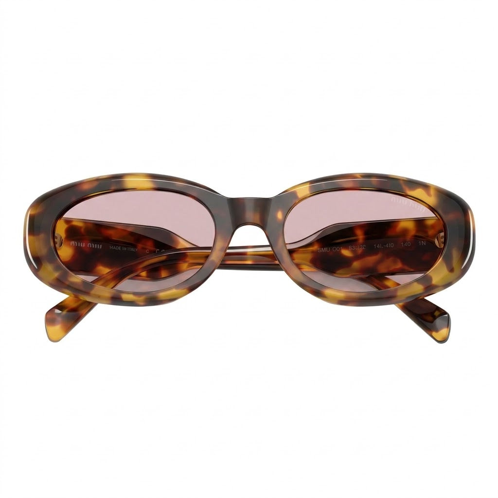 Miu Miu Women Oval Honey Havana / Pink Sunglasses