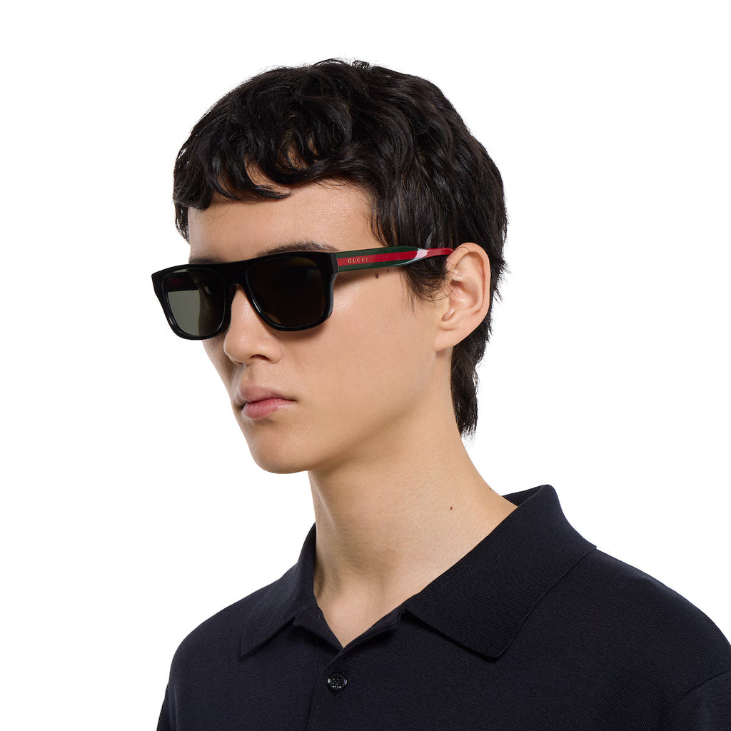 Gucci Men Square Frame Shiny Red Sunglasses