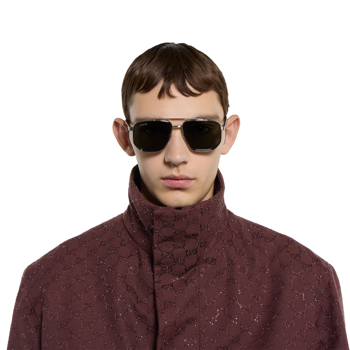 Gucci Men Navigator Frame Grey Sunglasses