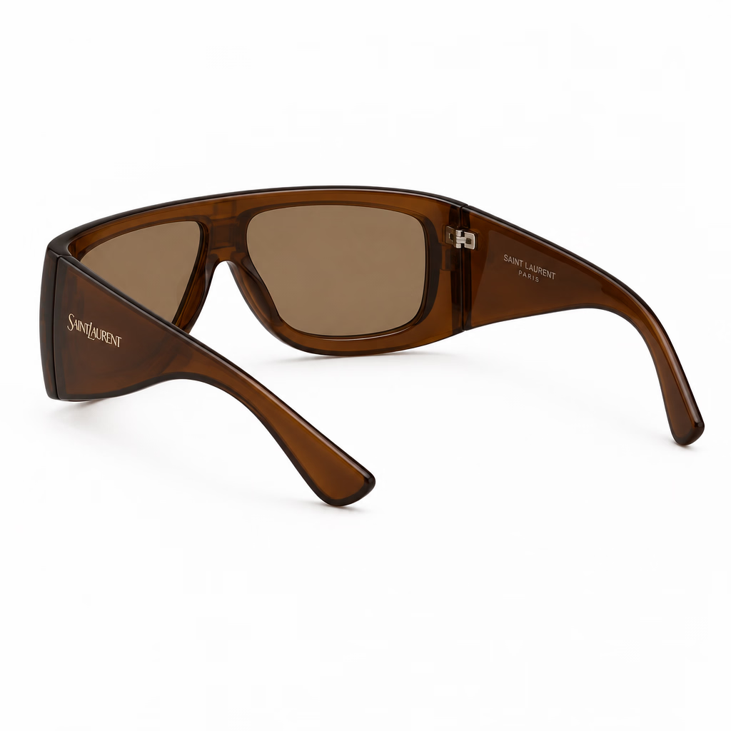 Saint Laurent Women SL 902 Howl Oversized Pillowed Transparent Brown Sunglasses