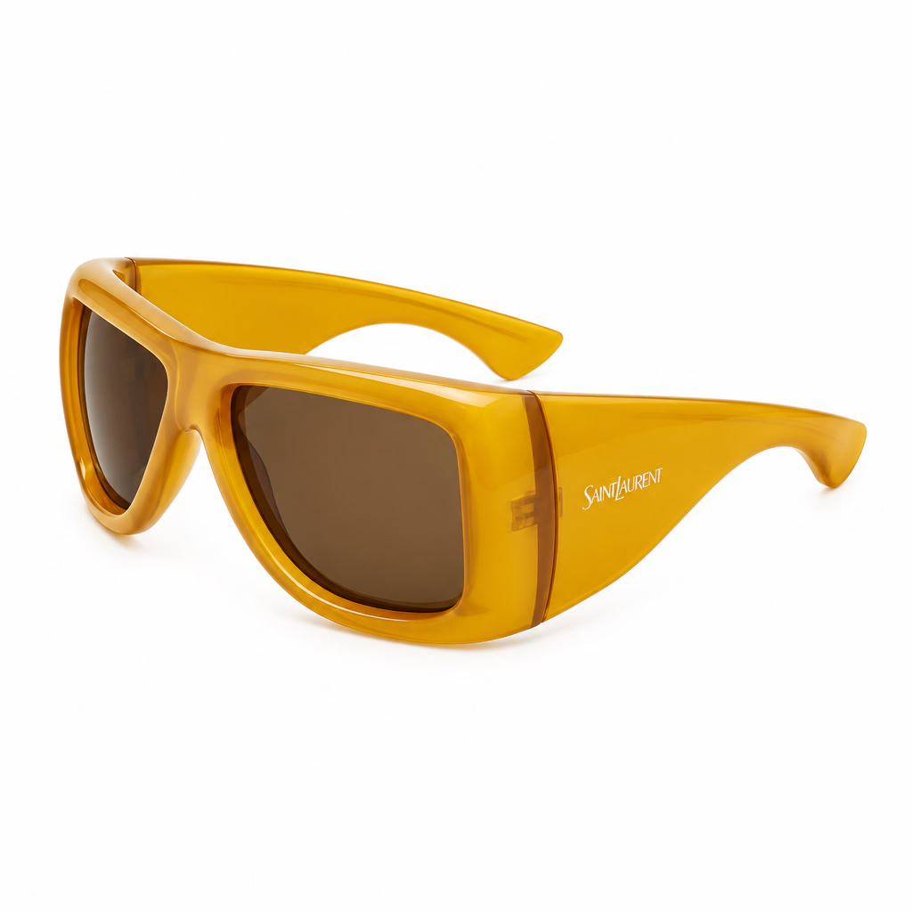 Saint Laurent Women SL 902 Howl Oversized Pillowed Mustard Sunglasses