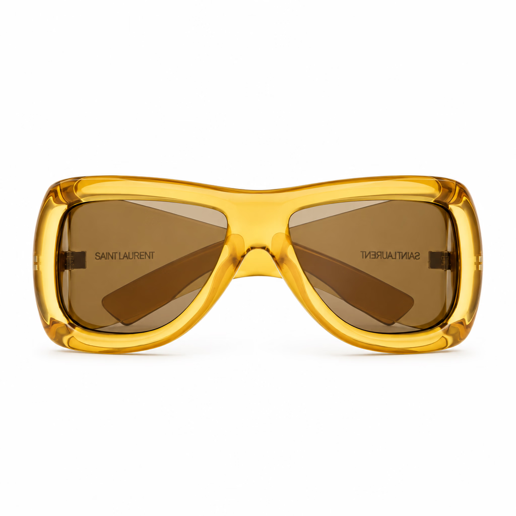 Saint Laurent Women SL 902 Howl Oversized Pillowed Transparent Yellow Sunglasses