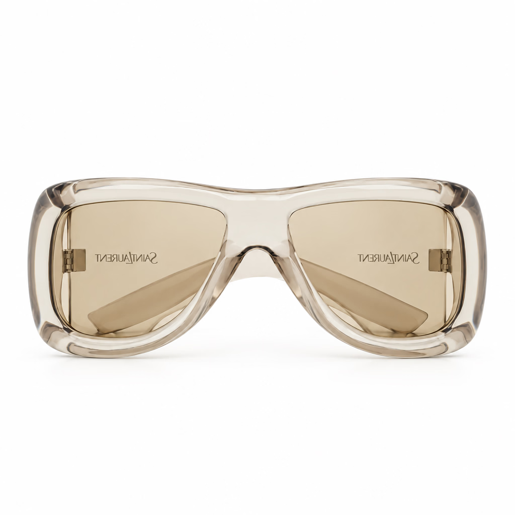 Saint Laurent Women SL 902 Howl Oversized Pillowed Transparent Beige Sunglasses