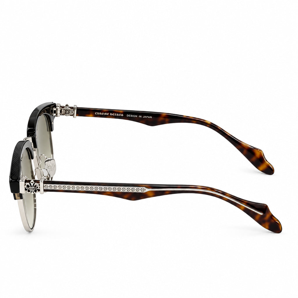 Chrome Hearts Unisex Square Tortoise & Gold Gothic Sunglasses