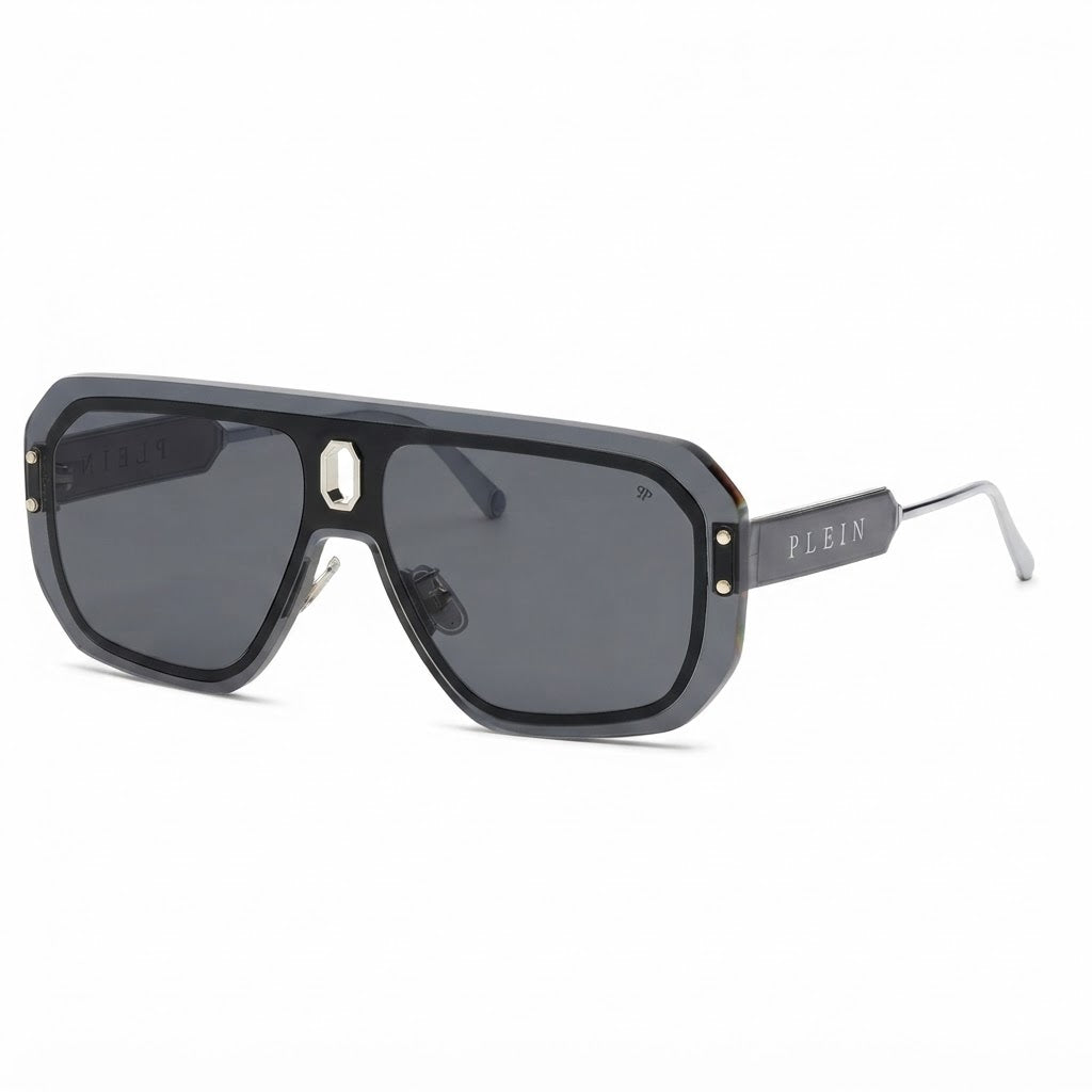 Philipp Plein Unisex Shield Semi-Matt Black Smoke Sunglasses