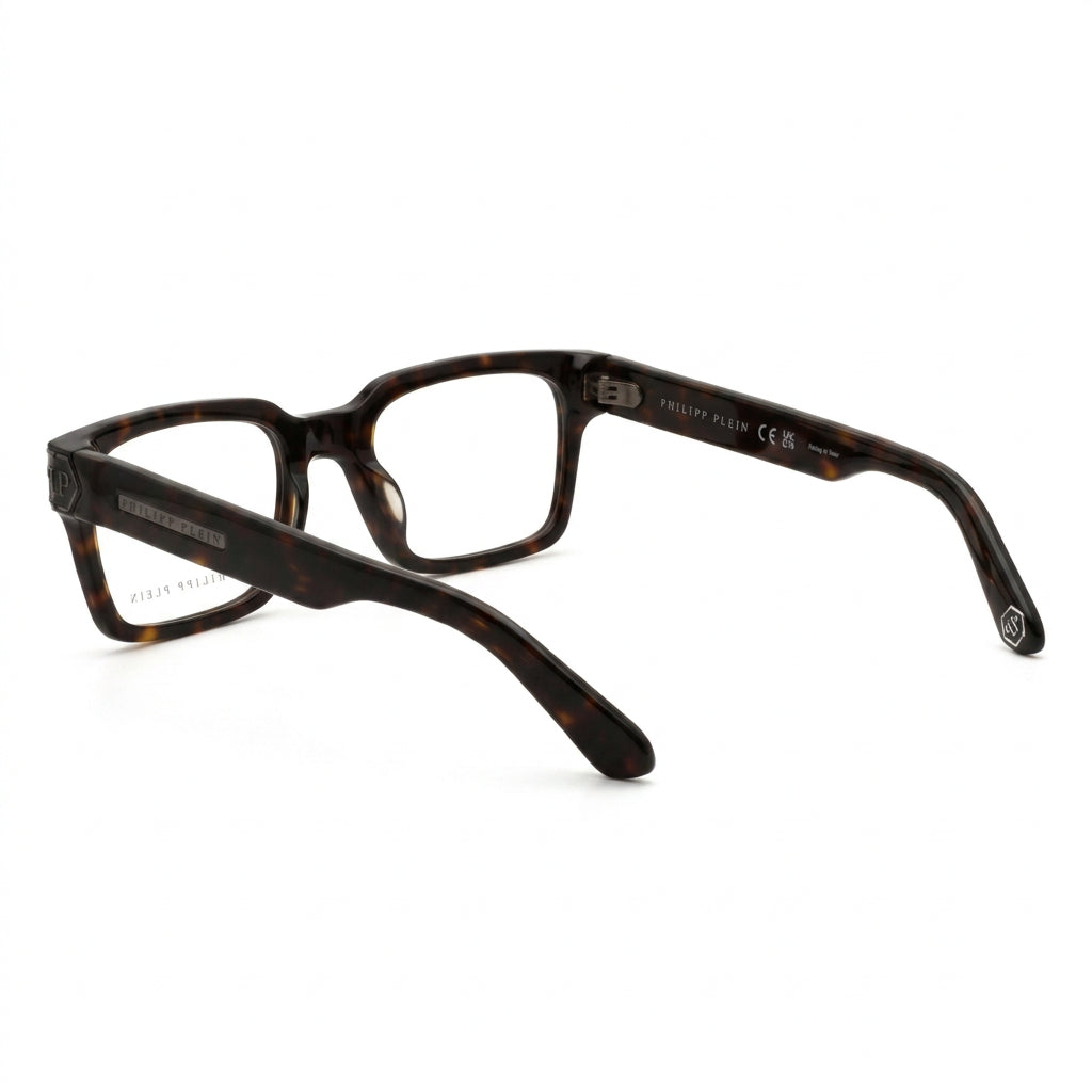 Philipp Plein Men Dark Havana Square Eyeglasses