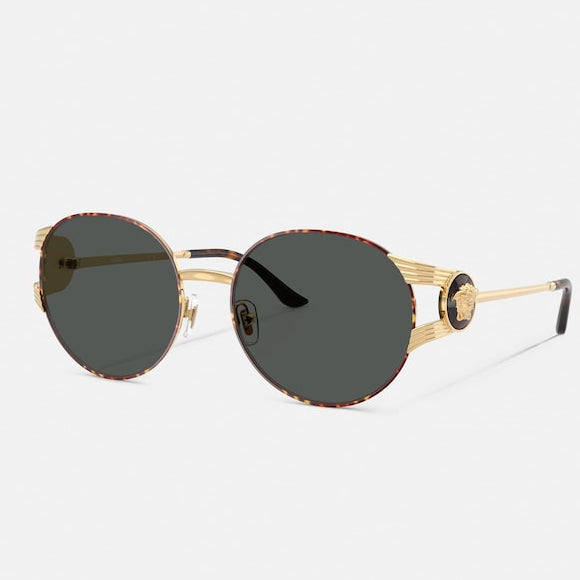 Versace Women Round Frame Gold Sunglasses