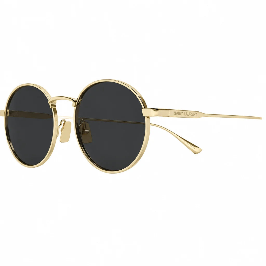 Saint Laurent Unisex SL 799 003 Gold Oval Black Sunglasses