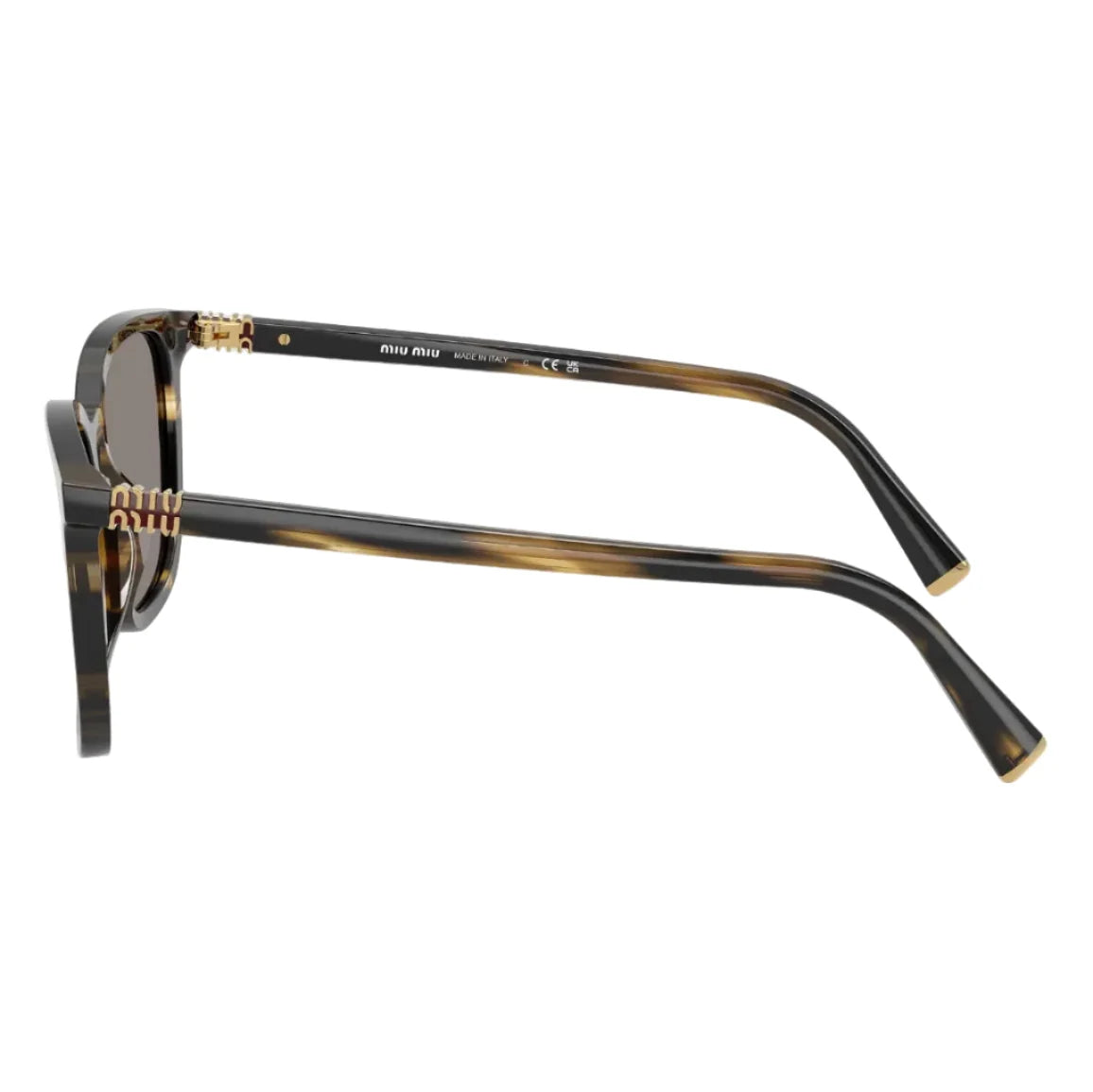 Miu Miu Women Square Striped Loden Tortoise / Dark Grey Sunglasses