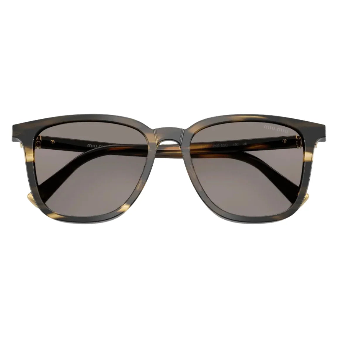 Miu Miu Women Square Striped Loden Tortoise / Dark Grey Sunglasses